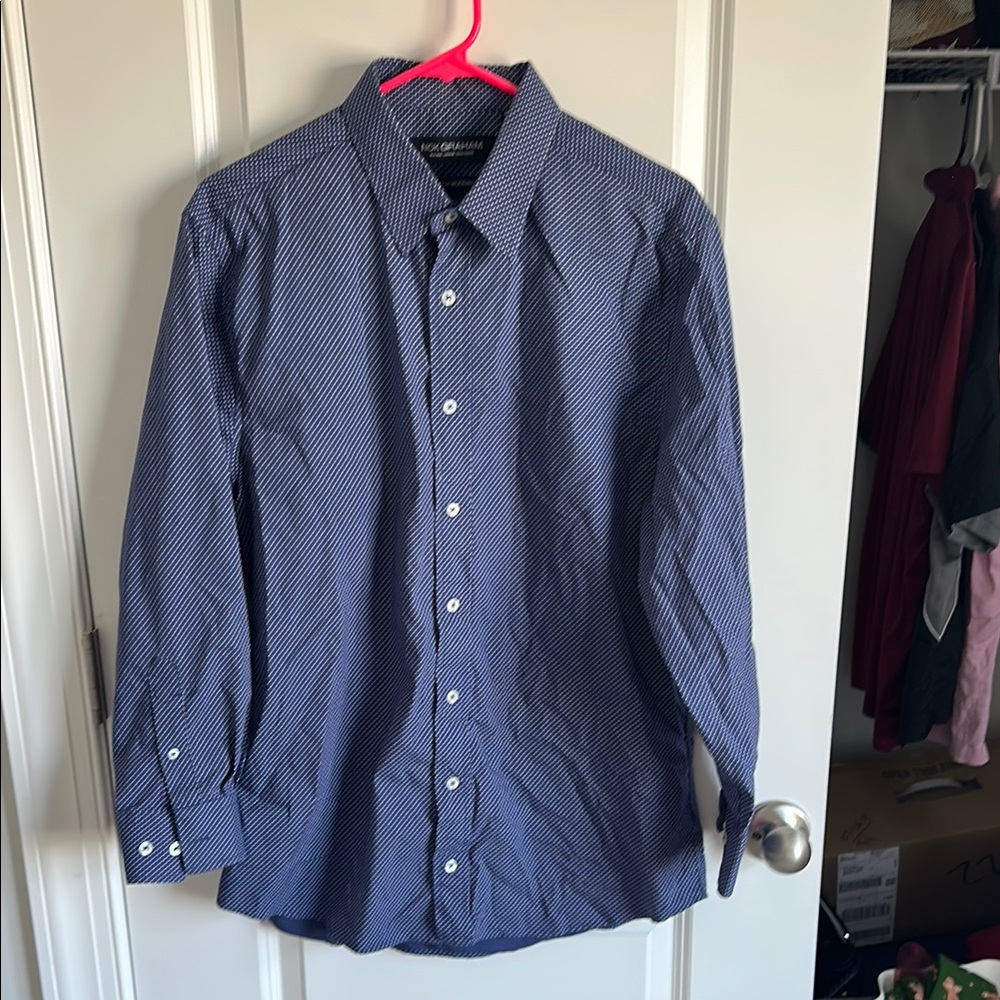 Men's Nick Graham Blue Button-Up Shirt